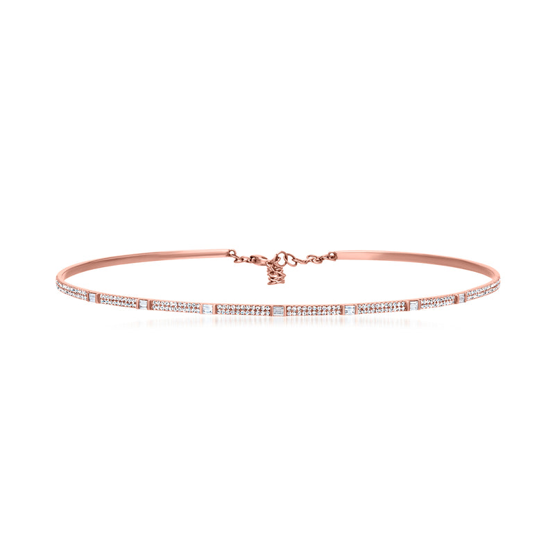 Diamond choker necklace in 14kt rose gold with pavé-set links