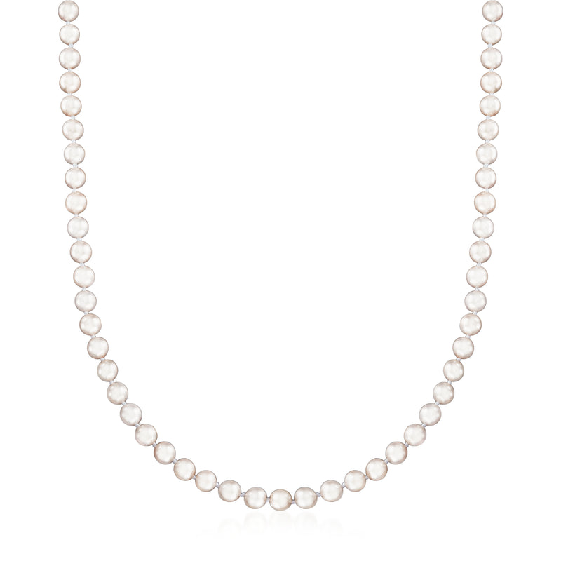 Cultured Akoya pearl necklace with round white pearls in a single strand