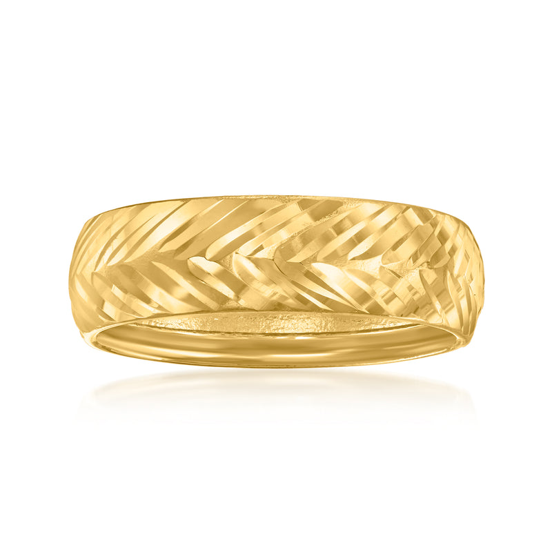10kt yellow gold ring with chevron-pattern band