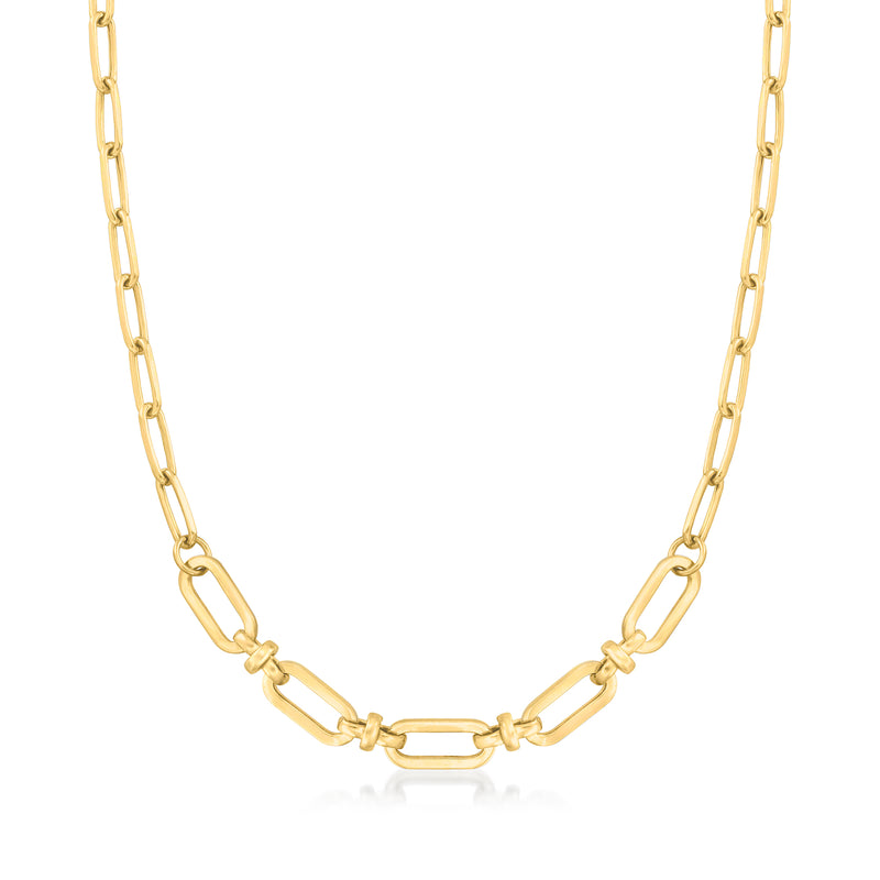 Gold over sterling paper clip link chain necklace, large oval links