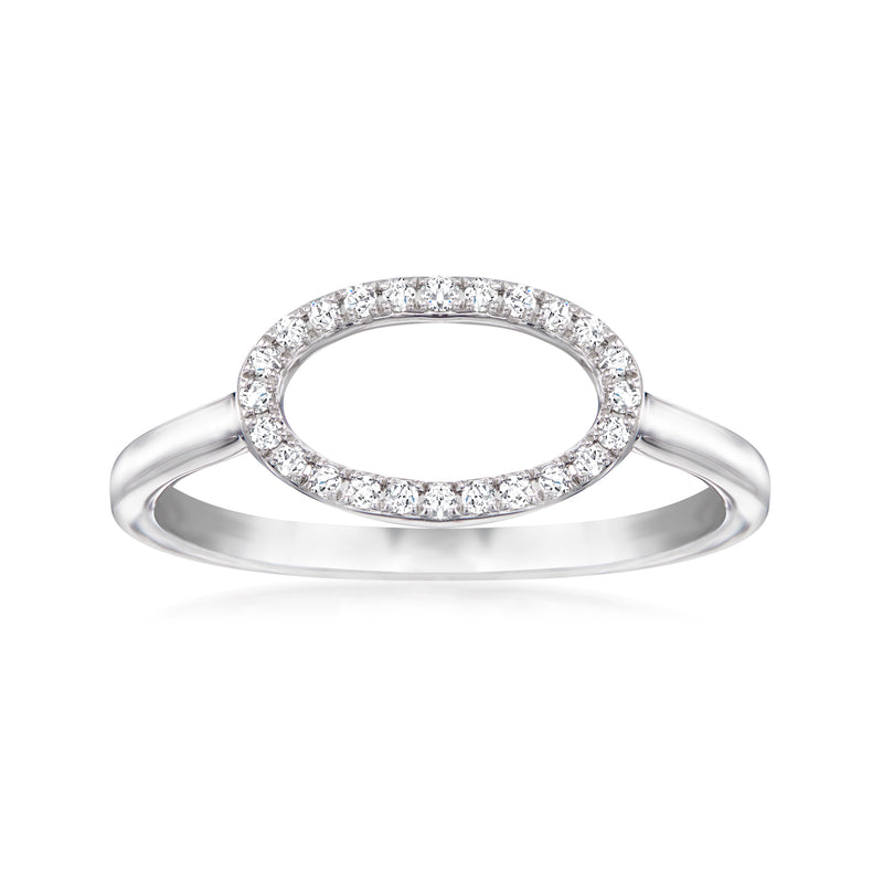 Sterling silver open oval diamond ring