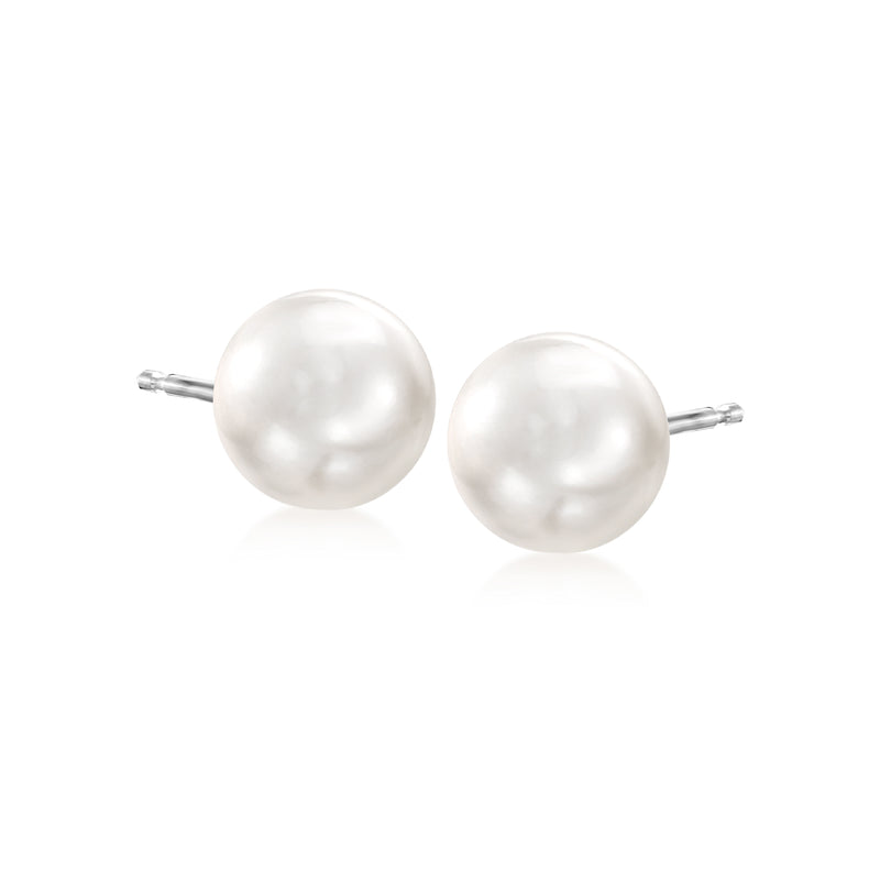 Cultured pearl stud earrings with 14kt white gold posts