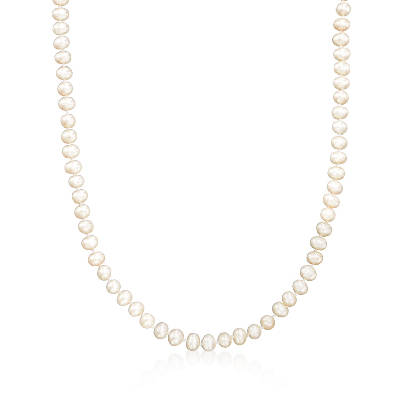 5–6mm cultured pearl necklace on 14kt white gold chain