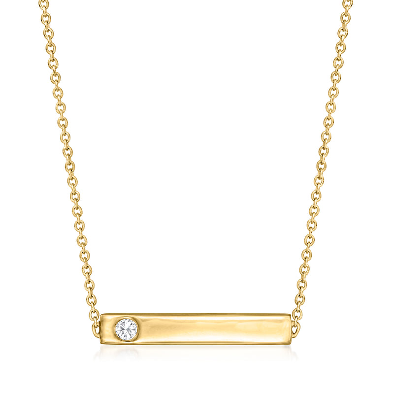 14kt yellow gold bar choker necklace with diamond accent