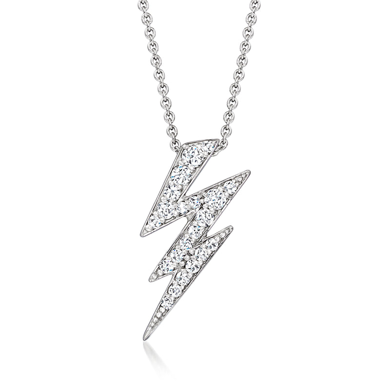 Roberto Coin lightning bolt diamond necklace in 18kt white gold, box chain