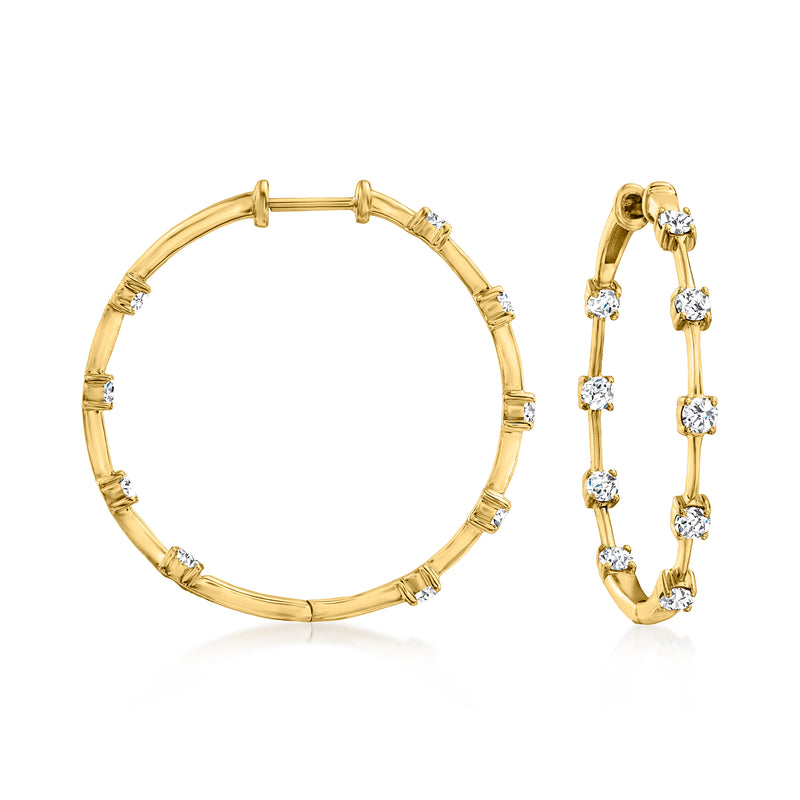 14kt yellow gold inside-out diamond hoop earrings