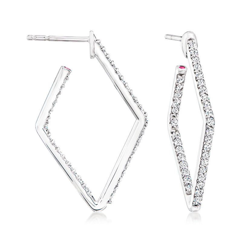 Roberto Coin diamond square hoop earrings in 18kt white gold