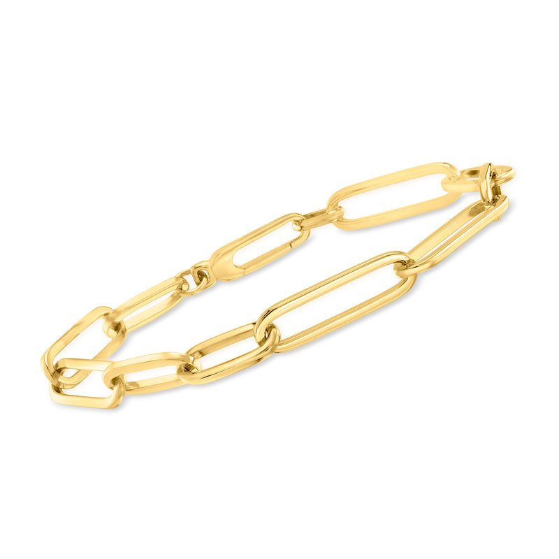 Gold oval paper-clip link bracelet with secure clasp, Roberto Coin