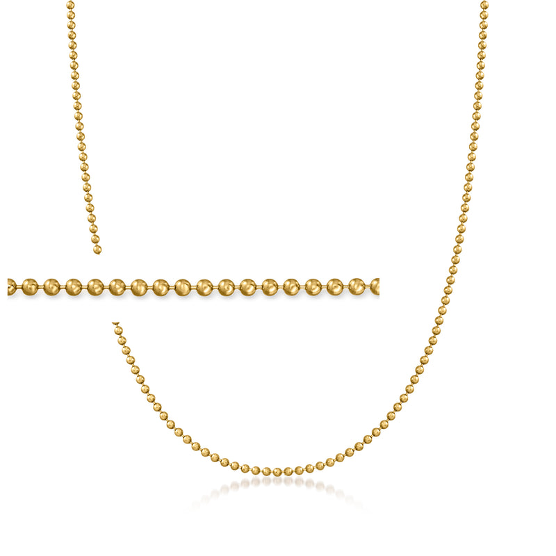 18kt yellow gold bead-chain necklace with small round bead links