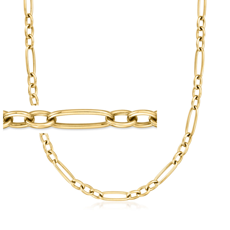 18kt yellow gold multi-link necklace with alternating chain links