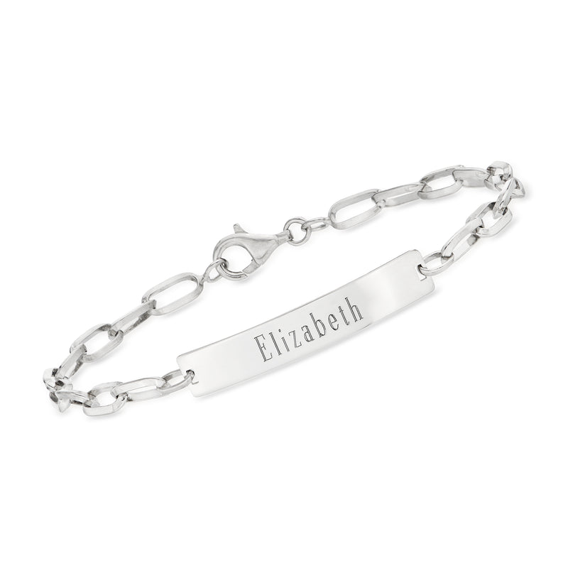 Sterling silver paper clip link ID bracelet with engraved name Elizabeth