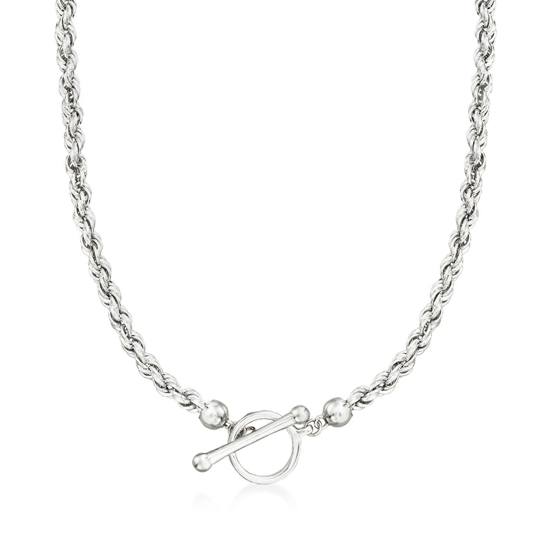 Sterling silver rope-chain toggle necklace with heart-shaped toggle clasp