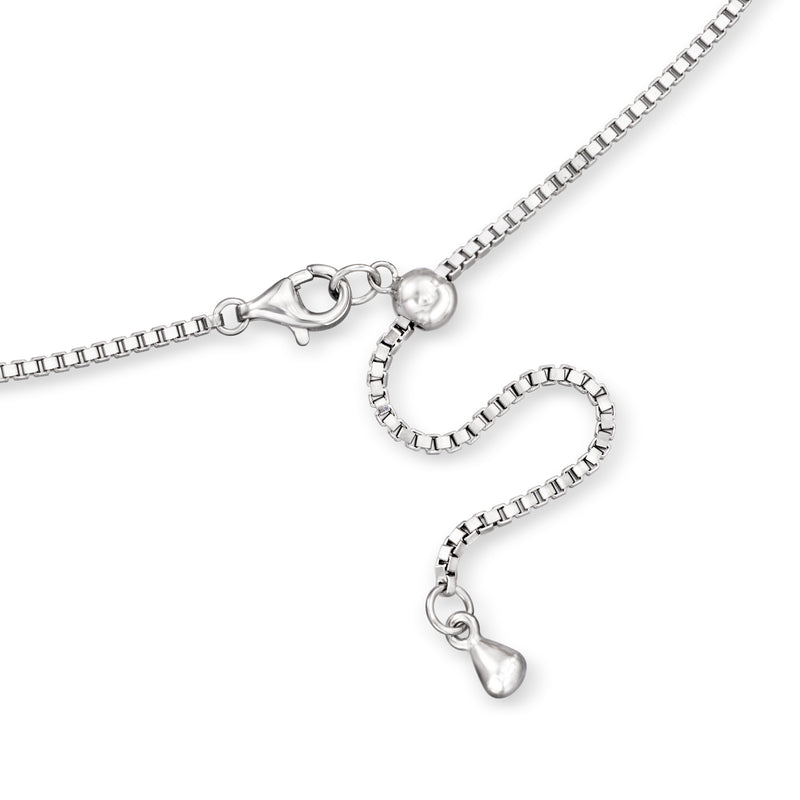 Sterling silver CZ tennis necklace with extender and heart-shaped charm, lobster clasp