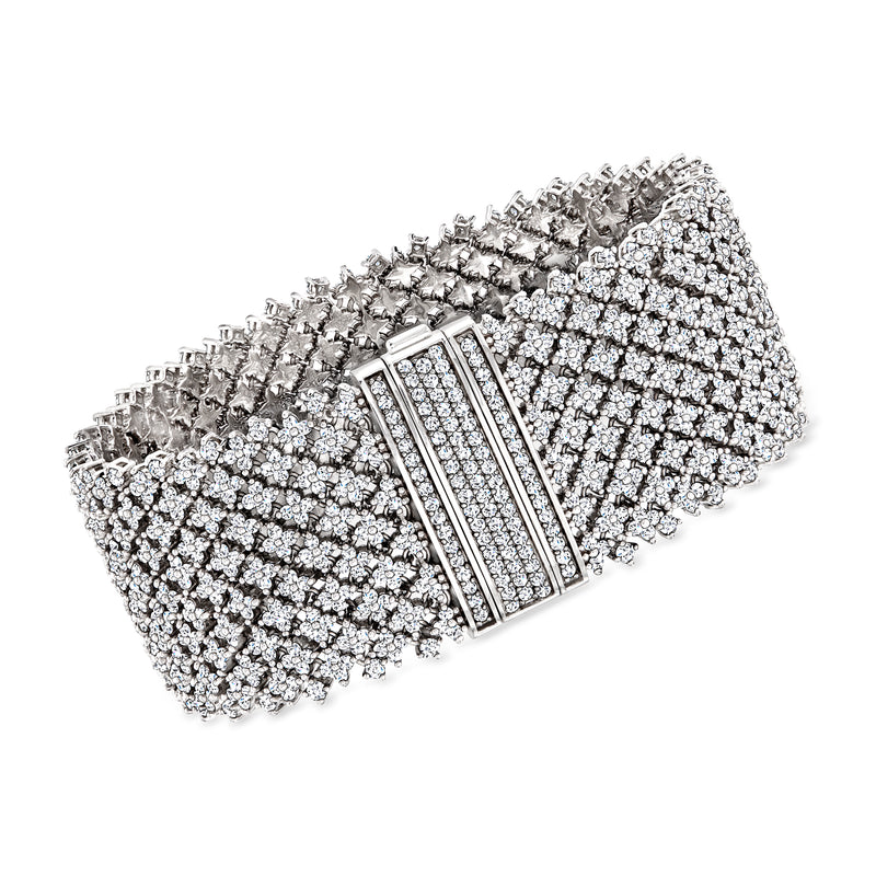 Diamond multi-row clover-pattern bracelet in 18kt white gold