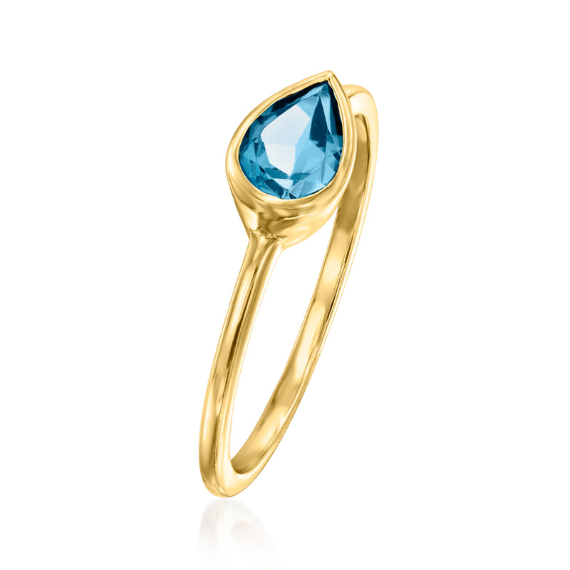 14kt yellow gold ring with marquise London blue topaz bezel setting