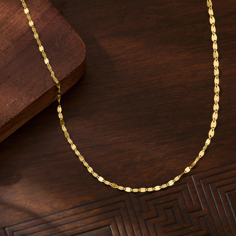 10kt yellow gold graduated chain necklace with oval lumachina links