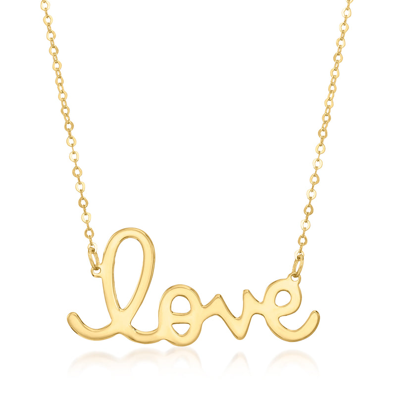 10kt yellow gold Love pendant necklace with linked chain