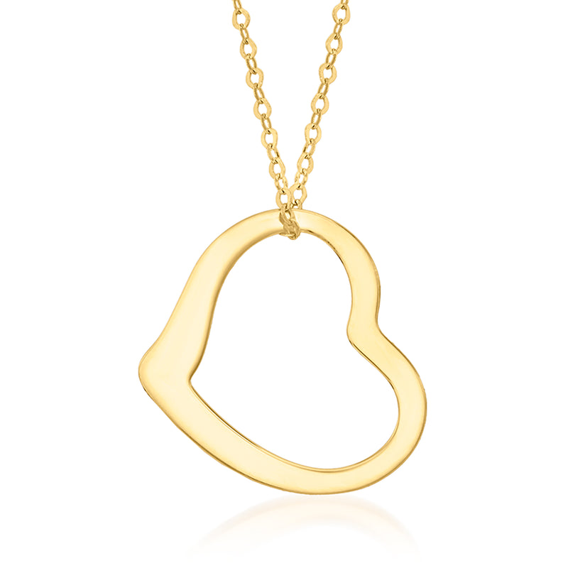 10kt yellow gold heart pendant on a matching chain necklace