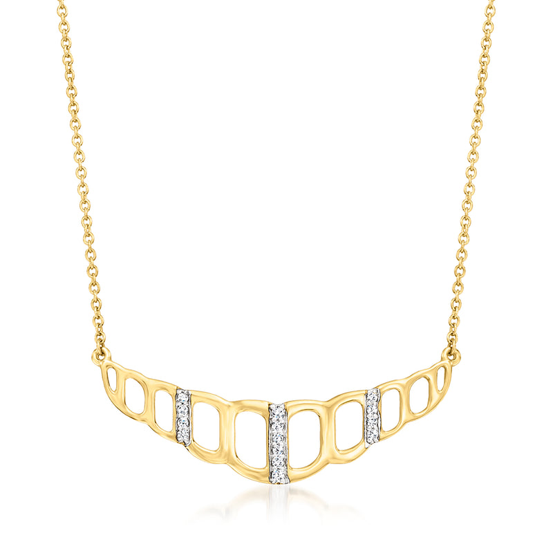 14kt yellow gold open-station necklace with oval/rectangular diamond stations