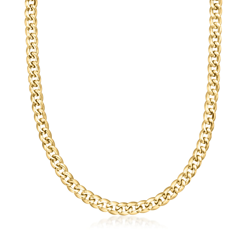 14kt yellow gold curb-link necklace with interlocking chain