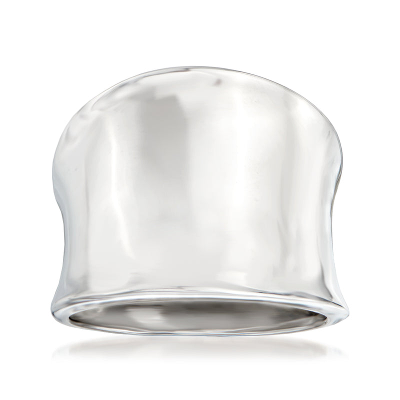 Italian sterling silver concave dome ring with smooth, polished finish