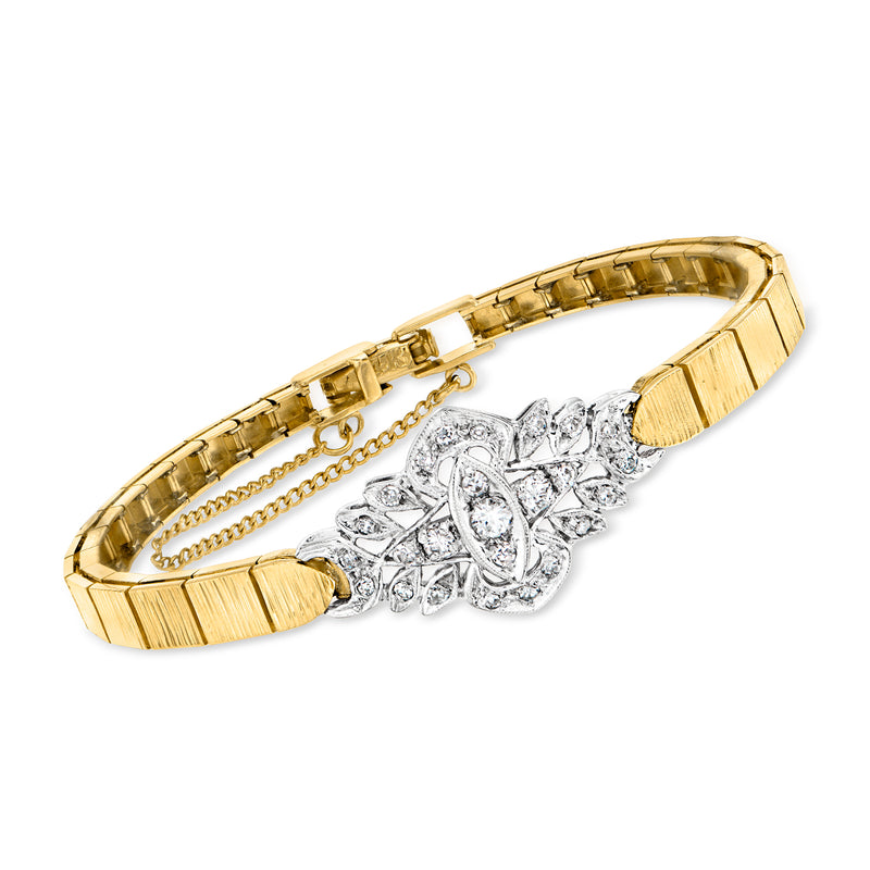 14kt two-tone gold diamond bracelet with central marquise cluster
