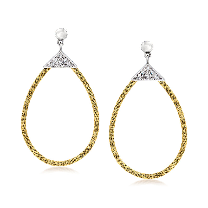 ALOR Classique diamond and yellow cable teardrop drop earrings