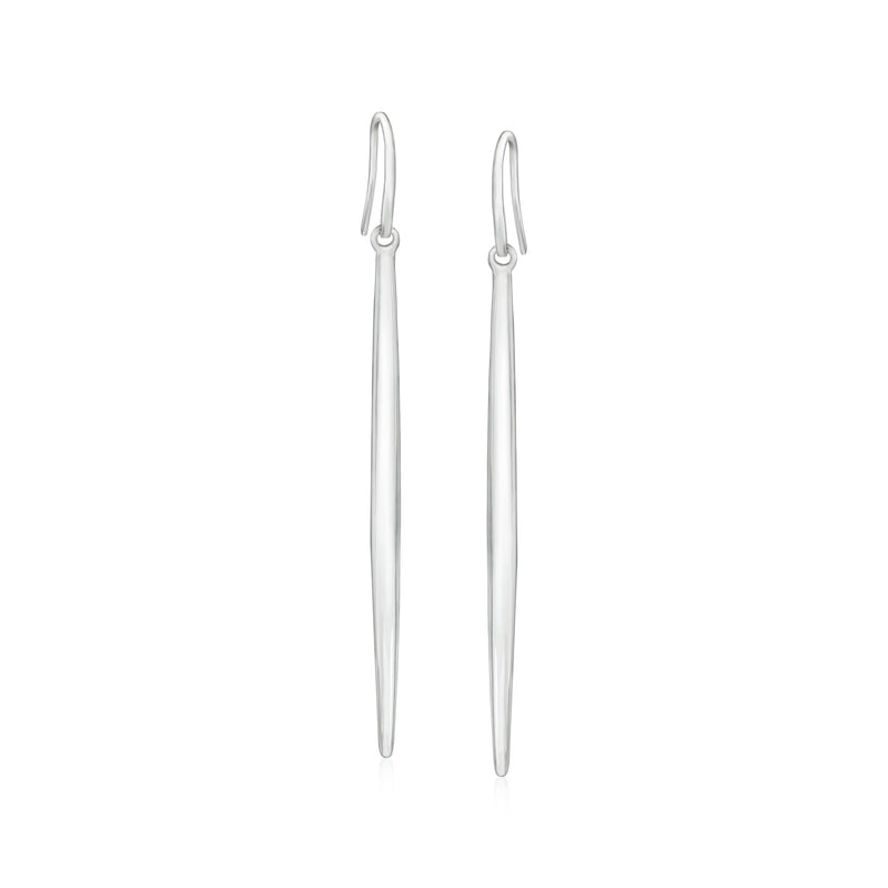 Sterling silver linear drop earrings with earwire, slim straight drops