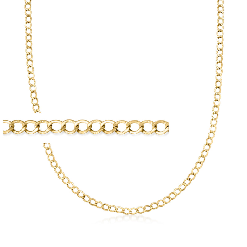 Yellow gold curb-link chain necklace with repeating oval links