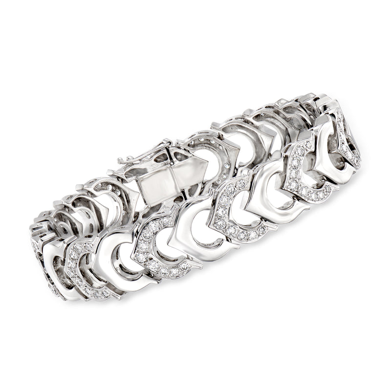 White gold diamond C-link bracelet with hinged links
