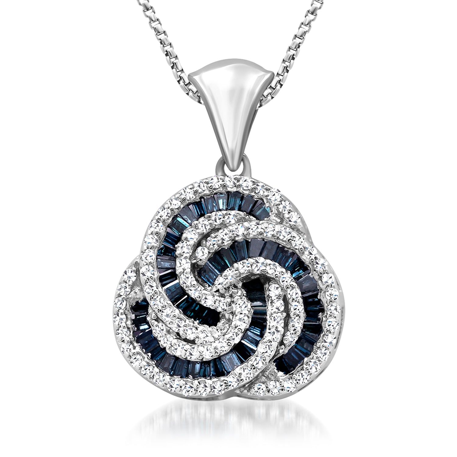 .50 ct. t.w. Blue and White Diamond Love Knot Pendant Necklace in Sterling Silver