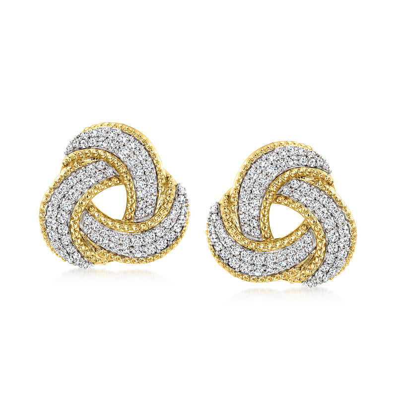 Diamond knot earrings in 14kt yellow gold with pavé-set stones