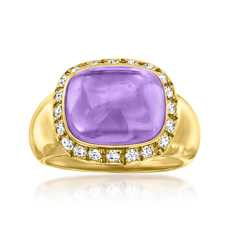 Vintage amethyst and diamond ring in 18kt yellow gold