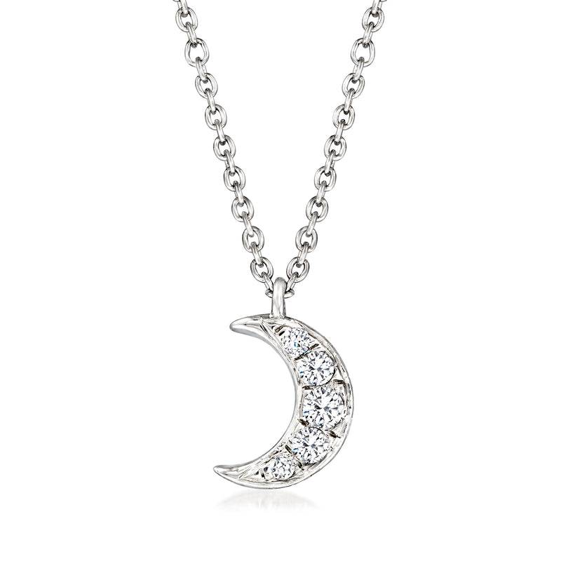Sterling silver diamond moon necklace with crescent pendant and chain
