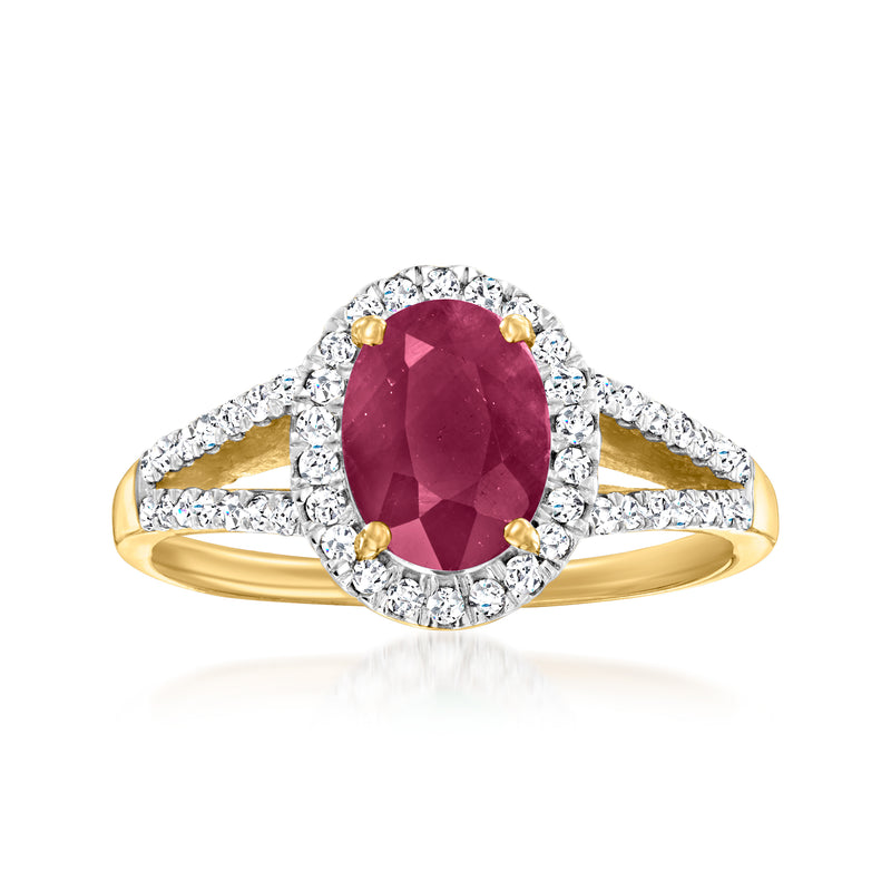 Ruby and diamond ring in 14kt yellow gold