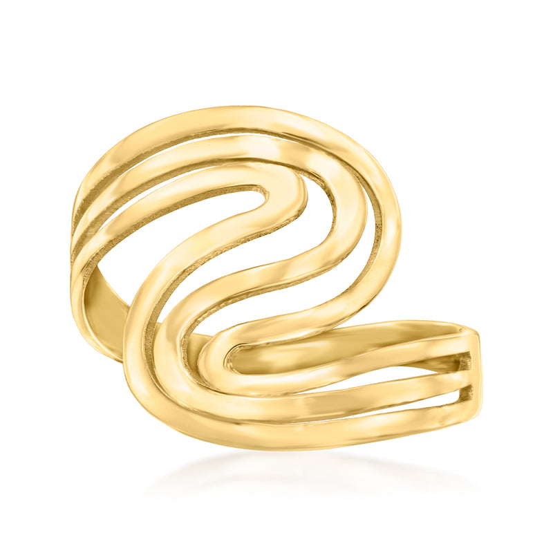 14kt yellow gold swirl ring with polished open spiral band