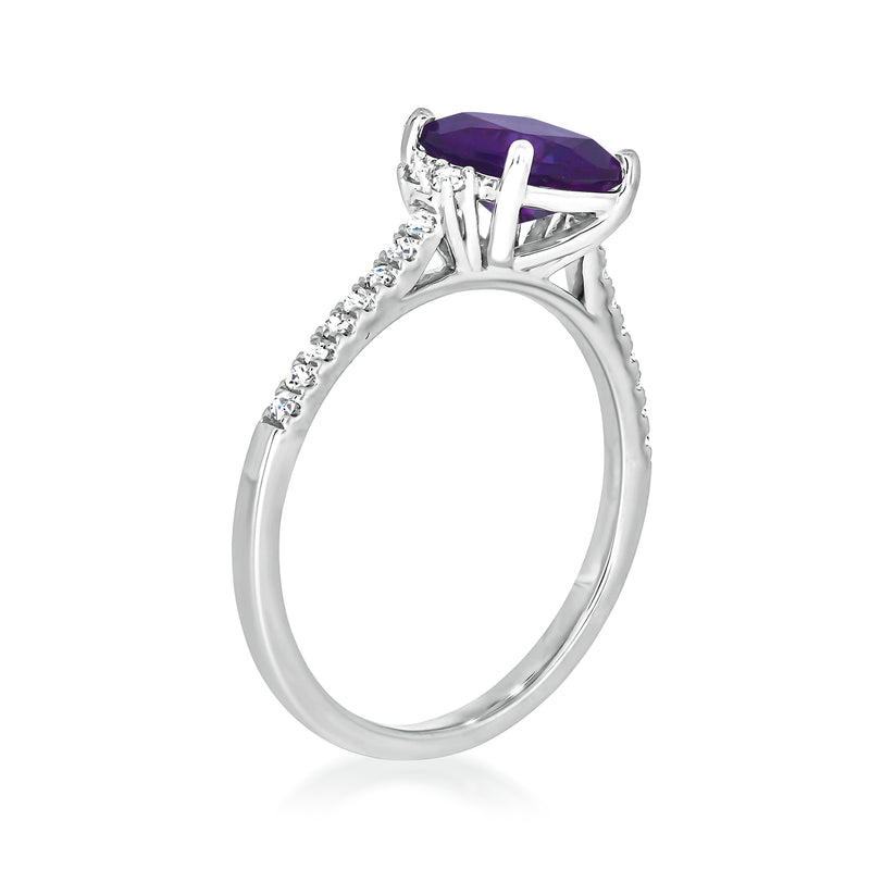 1.30 Carat Amethyst and .15 ct. t.w. Diamond Ring in 14kt White Gold