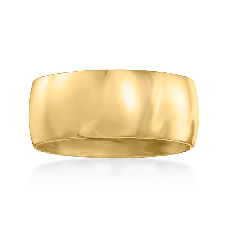 18kt gold over sterling comfort-fit band ring, smooth 8mm wide
