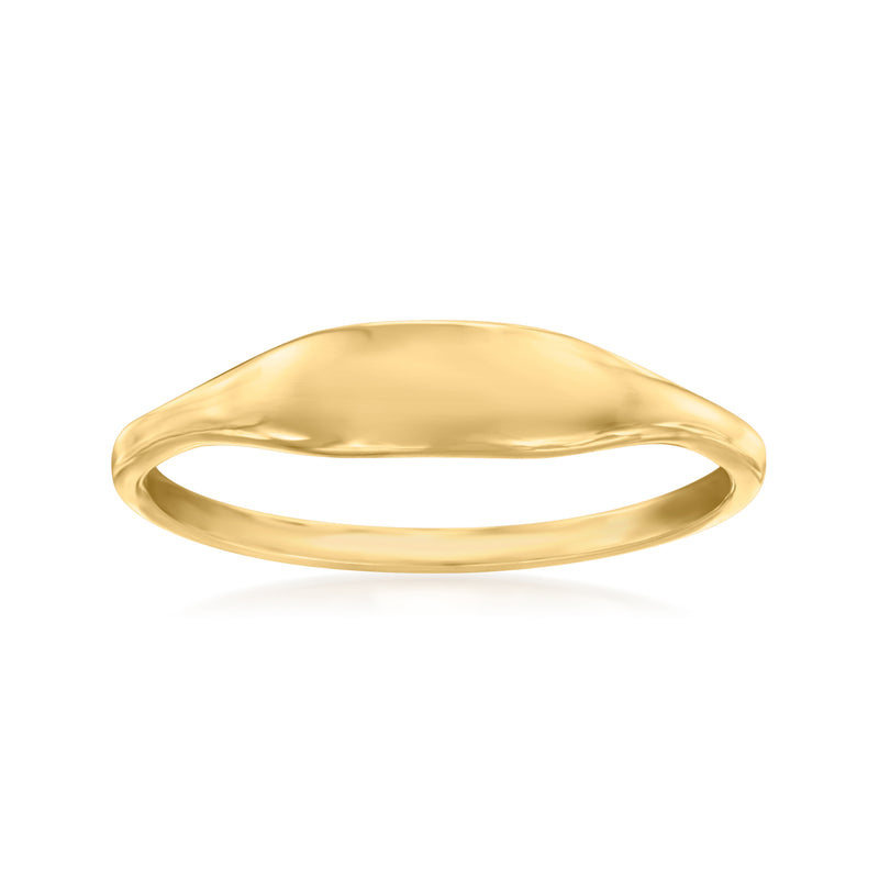 10kt yellow gold modern signet ring with smooth polished band