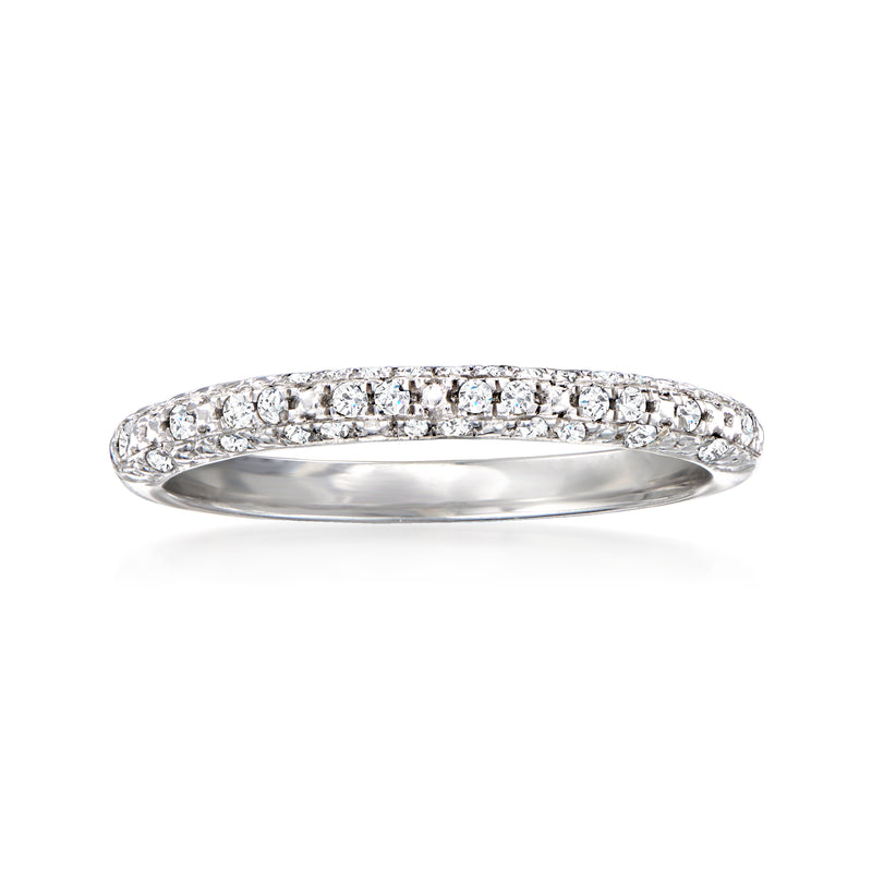 Sterling silver diamond cluster band with round stones, full row sparkle