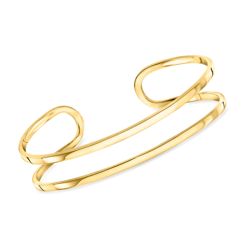 Gold over sterling open-space cuff bracelet, polished open links