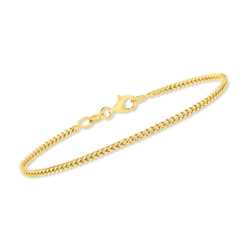 Gold-tone braided chain bracelet with round link clasp