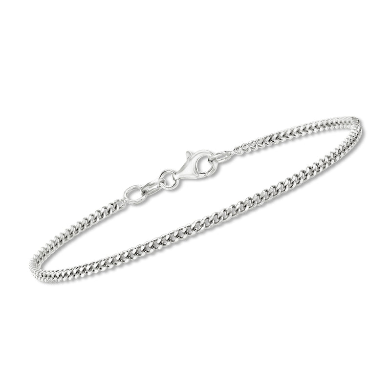 Sterling silver chain bracelet with curb links and heart-shaped clasp