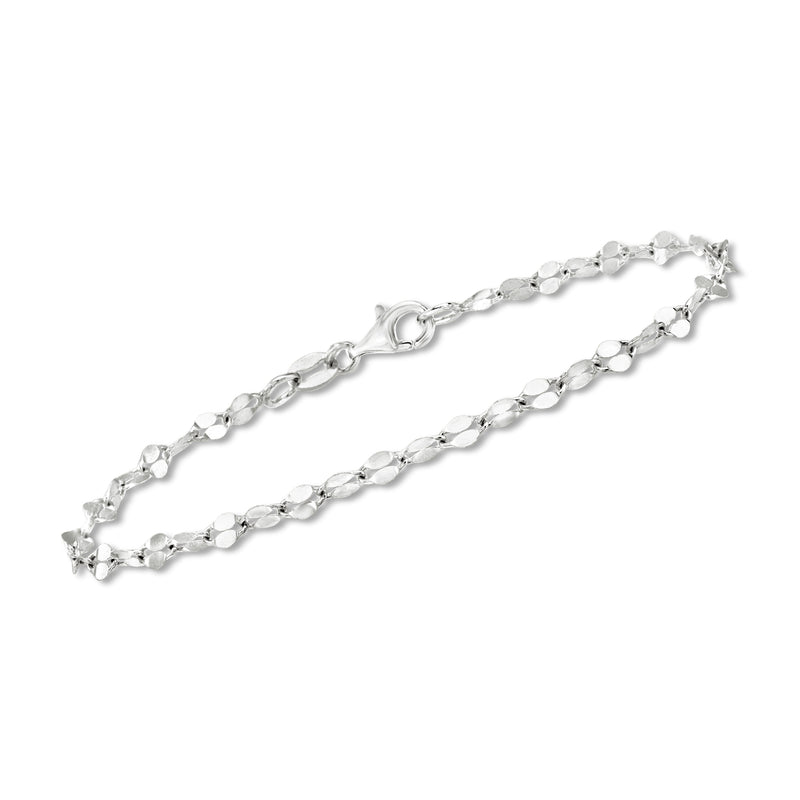 Sterling silver oval-link bracelet with star-shaped end charms