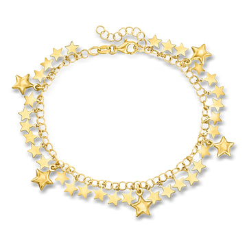 Italian 18kt Gold Over Sterling Star Drop Bracelet. 7"