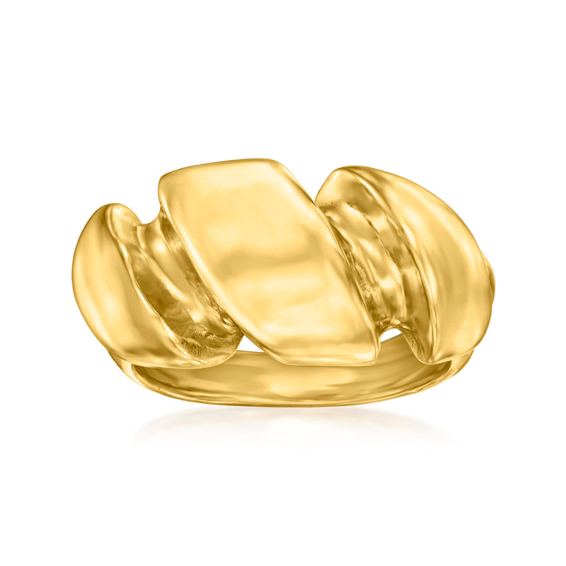 14kt yellow gold twisted ring with smooth polished band