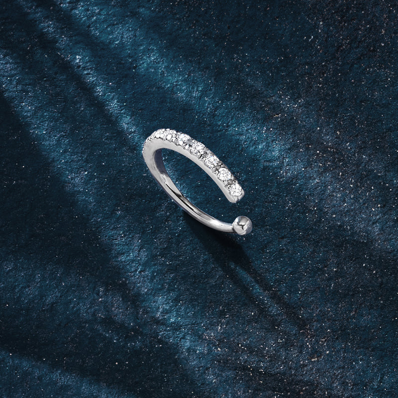 Sterling silver diamond ear cuff with pavé stones