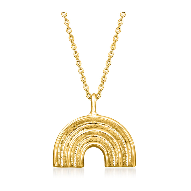 14kt yellow gold rainbow pendant necklace with linked chain