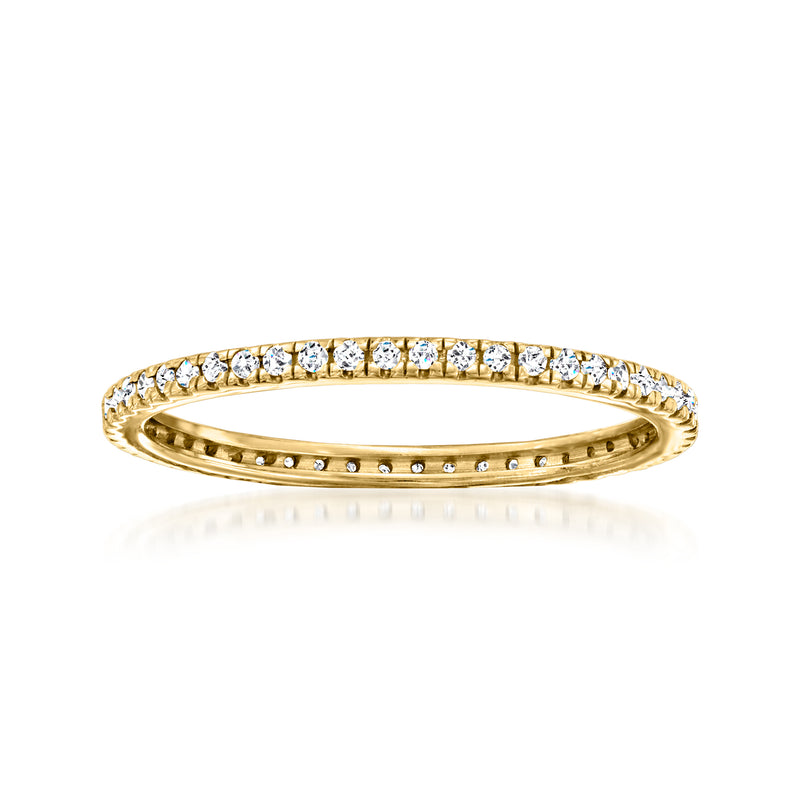 14kt yellow gold diamond eternity band with round bezel-set stones, 0.25 ct t.w.