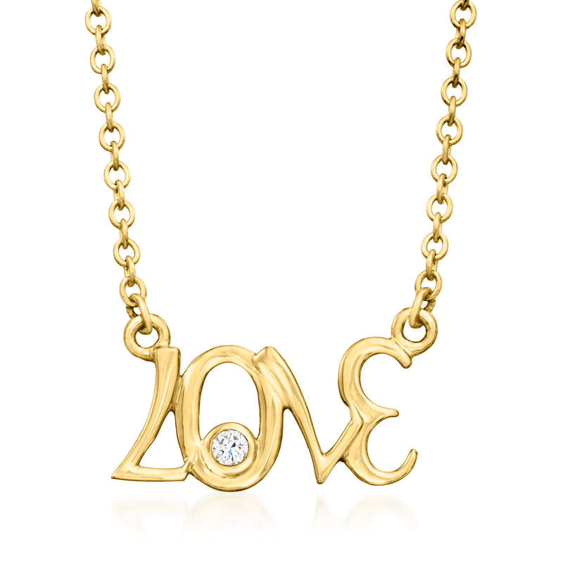 Judith Ripka 18kt yellow gold Love necklace with round diamond accent